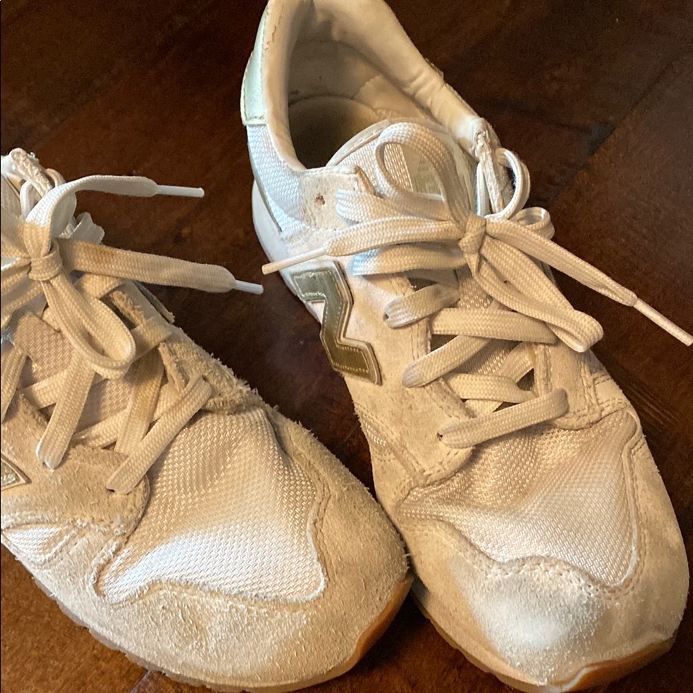 New Balance Women's White & Gold Sneakers